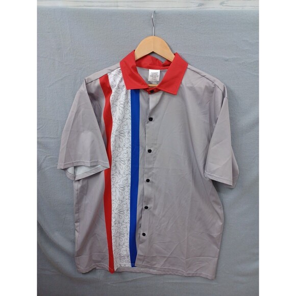 Mens Bowling TAC Button Front Shirt XL Black White - Picture 1 of 6